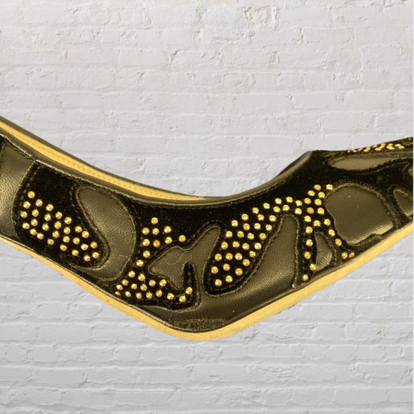 NEW JIMMY CHOO -- Stiletto Heels, Black, "Abel," Leather w/Gold Studs, Evening - Picture 9 of 15